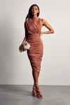 MissPap Premium Mesh Ruched Asymmetric Midi Dress thumbnail 4