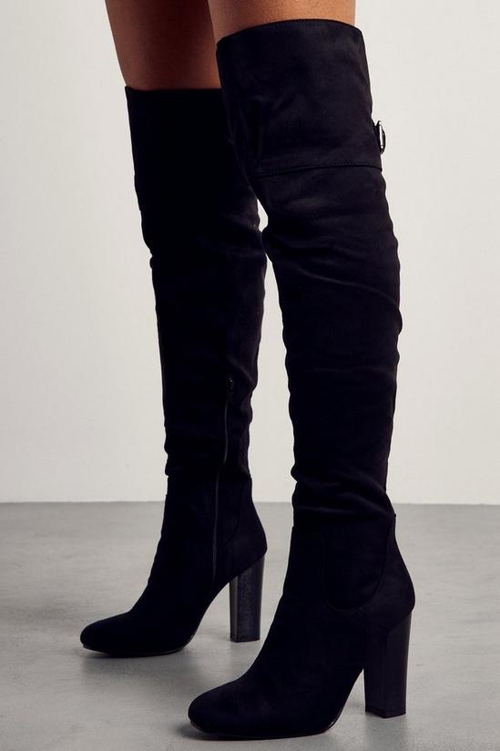 MissPap Over The Knee Buckle Detail Heeled Boots 3