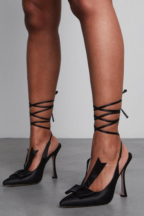 MissPap Bow Detail Strappy Lace Up Heels 1