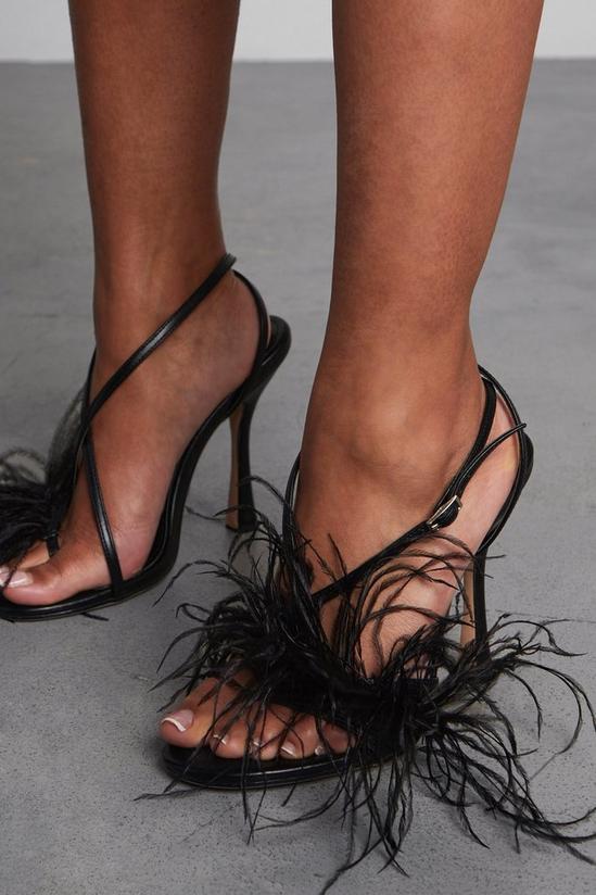 MissPap Feather Detail Strappy Heels 2