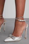 MissPap Premium Satin Diamante Bow Heels thumbnail 2