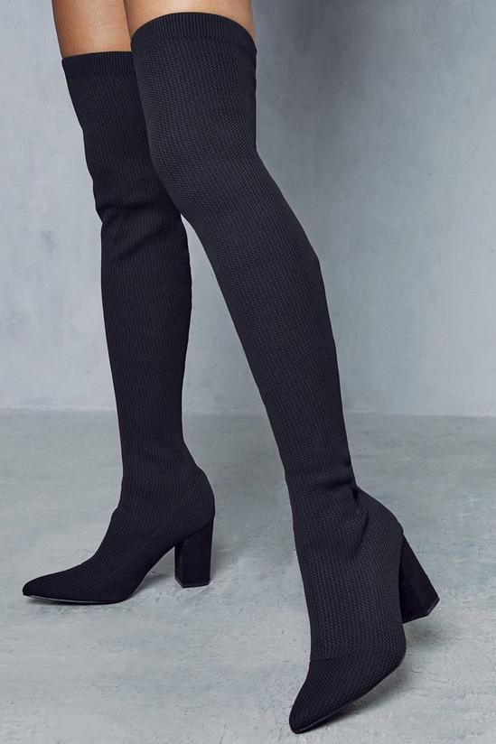 MissPap Over The Knee Stretch Heeled Boots 1