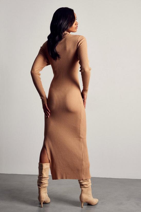 MissPap Knitted Split Side High Neck Midi Dress 3