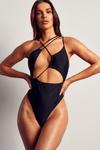 MissPap Strappy Cross Front High Leg Swimsuit thumbnail 1