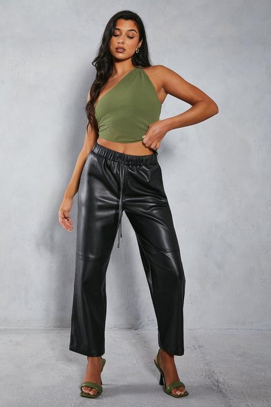 MissPap Leather Look Straight Leg Jogger Trousers 1