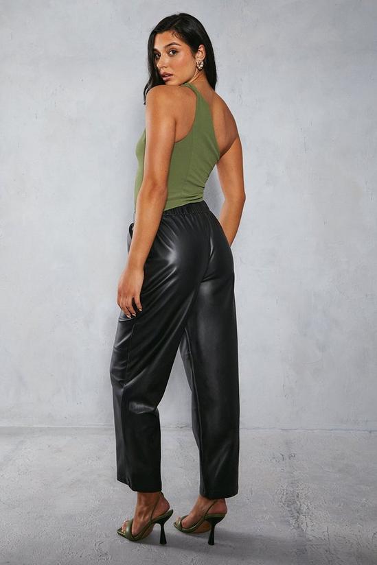 MissPap Leather Look Straight Leg Jogger Trousers 3