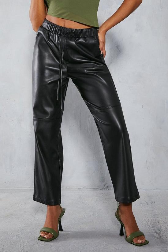 MissPap Leather Look Straight Leg Jogger Trousers 4