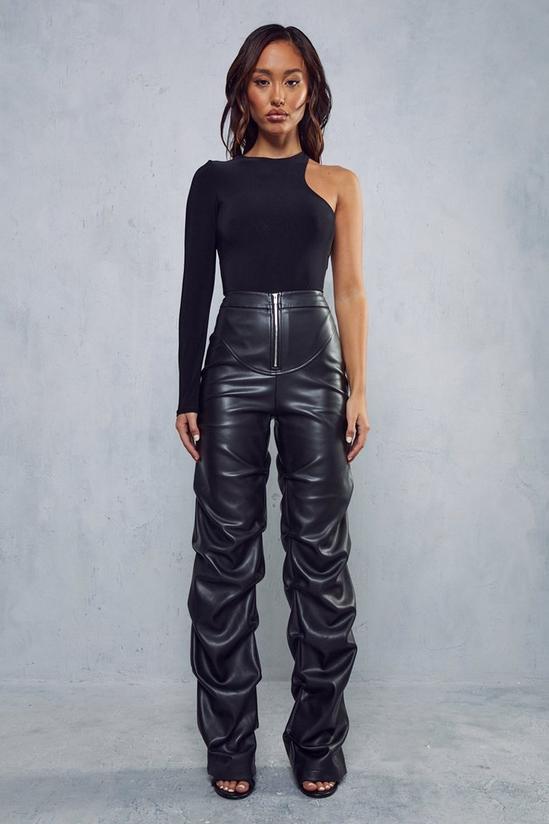 MissPap Leather Look Ruched Leg Trousers 1