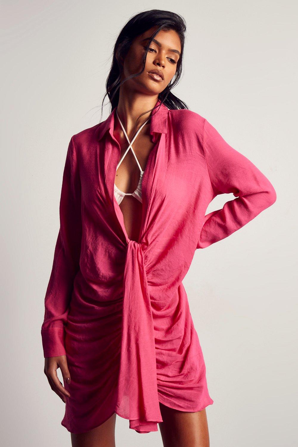 Draped cheap shirt dress