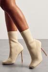 MissPap Ribbed Square Toe Ankle Boots thumbnail 1
