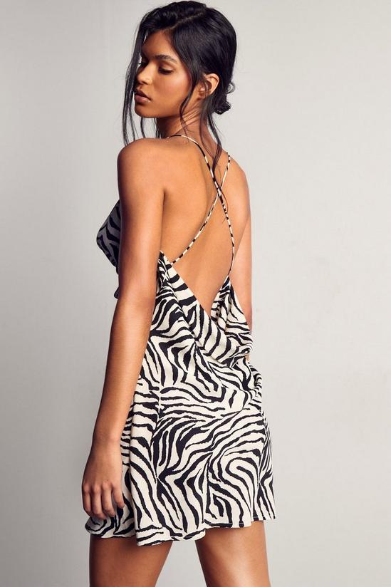 MissPap Zebra Print Sheer Cowl Neck Mini Dress 3
