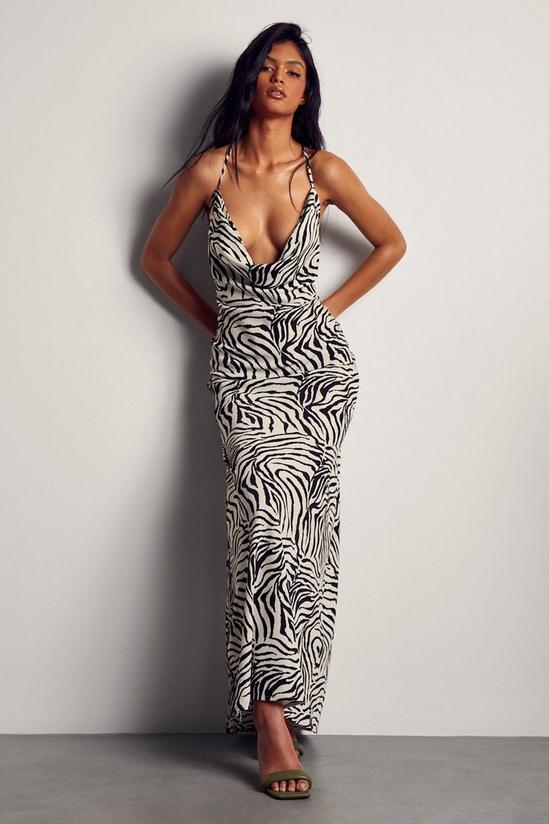 MissPap Zebra Print Cowl Neck Maxi Dress 4