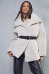 MissPap Funnel Neck Belted Padded Coat thumbnail 1