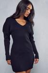 MissPap V Neck Puff Sleeve Knitted Dress thumbnail 1