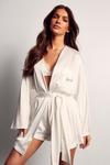 MissPap Luxe Satin Bride Embroidered Belted Robe thumbnail 1