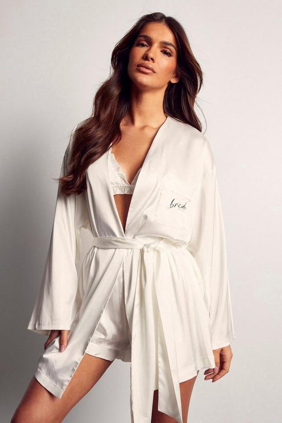 MissPap Luxe Satin Bride Embroidered Belted Robe 1