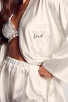 MissPap Luxe Satin Bride Embroidered Belted Robe thumbnail 2