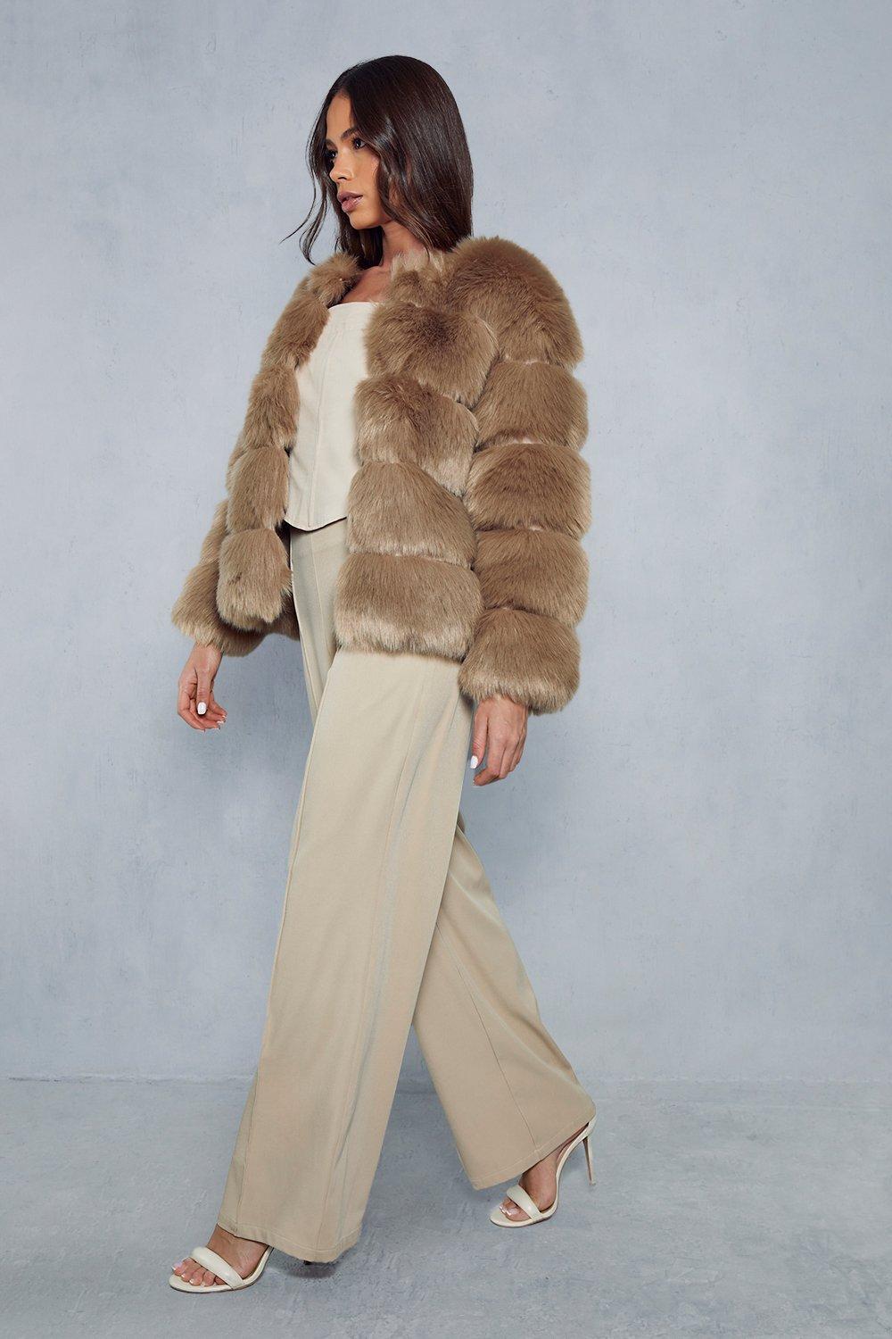 Panelled faux hotsell fur coat