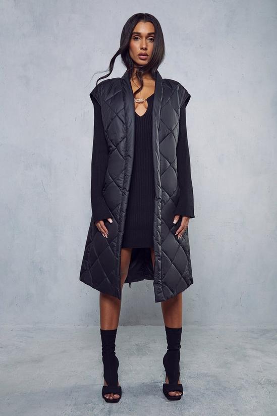Jackets & Coats | Recycled Longline Quilted Belted Gilet | MissPap