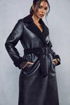 MissPap Leather Look Belted Teddy Lined Coat thumbnail 2