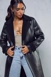 MissPap Leather Look Belted Teddy Lined Coat thumbnail 5