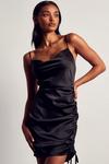 MissPap Satin Ruched Side Strappy Slip Dress thumbnail 1