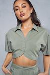 MissPap Ruched Boxy Cropped Shirt thumbnail 2