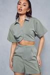MissPap Ruched Boxy Cropped Shirt thumbnail 5