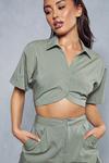 MissPap Ruched Boxy Cropped Shirt thumbnail 6