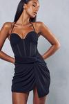MissPap Premium Mesh Corseted Halterneck Drape Dress thumbnail 1