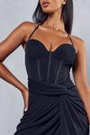 MissPap Premium Mesh Corseted Halterneck Drape Dress thumbnail 5