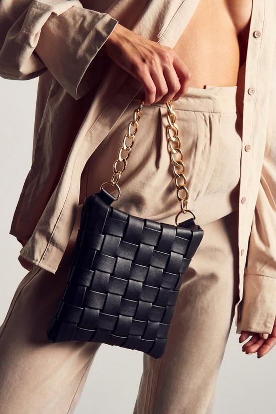 MissPap Leather Look Woven Chain Grab Bag 1
