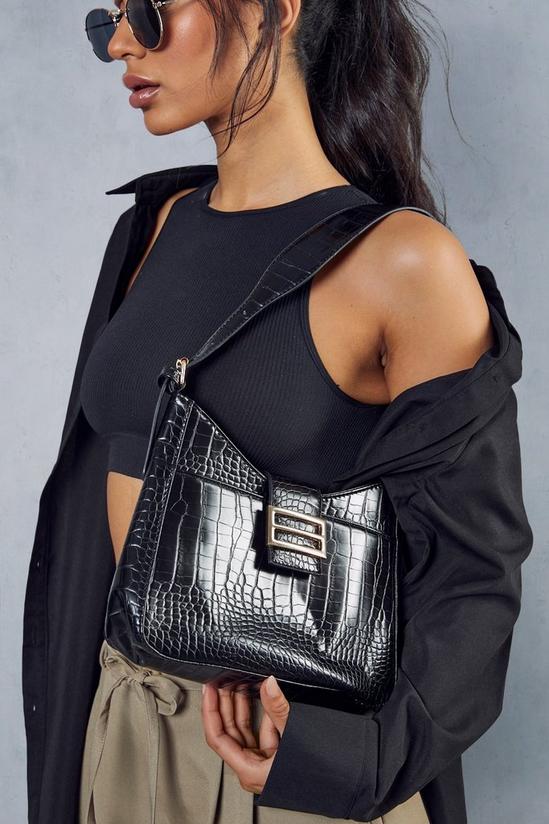 MissPap Leather Look Croc Buckle Shoulder Bag 1