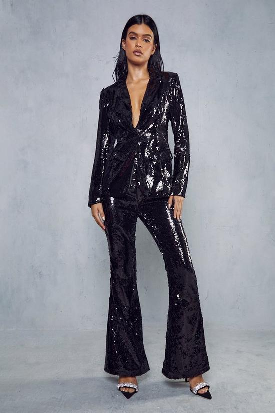 MissPap High Shine Sequin Flared Trousers 4