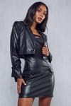 MissPap Leather Look Cropped Blazer thumbnail 5