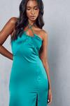 MissPap Premium Satin Halterneck Ruched Maxi Dress thumbnail 2