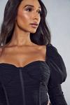MissPap Mesh Ruched Puff Sleeve Corset Top thumbnail 5