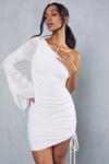 MissPap Premium Mesh Ruched One Shoulder Mini Dress thumbnail 1