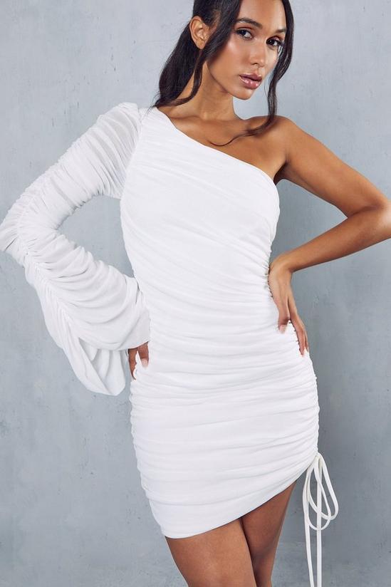 MissPap Premium Mesh Ruched One Shoulder Mini Dress 5