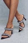 MissPap Diamante Ruched Heeled Mules thumbnail 2