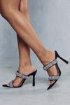 MissPap Diamante Ruched Heeled Mules thumbnail 3
