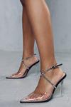 MissPap Satin Diamante Clear Pointed Strappy Heels thumbnail 1