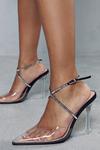 MissPap Satin Diamante Clear Pointed Strappy Heels thumbnail 2