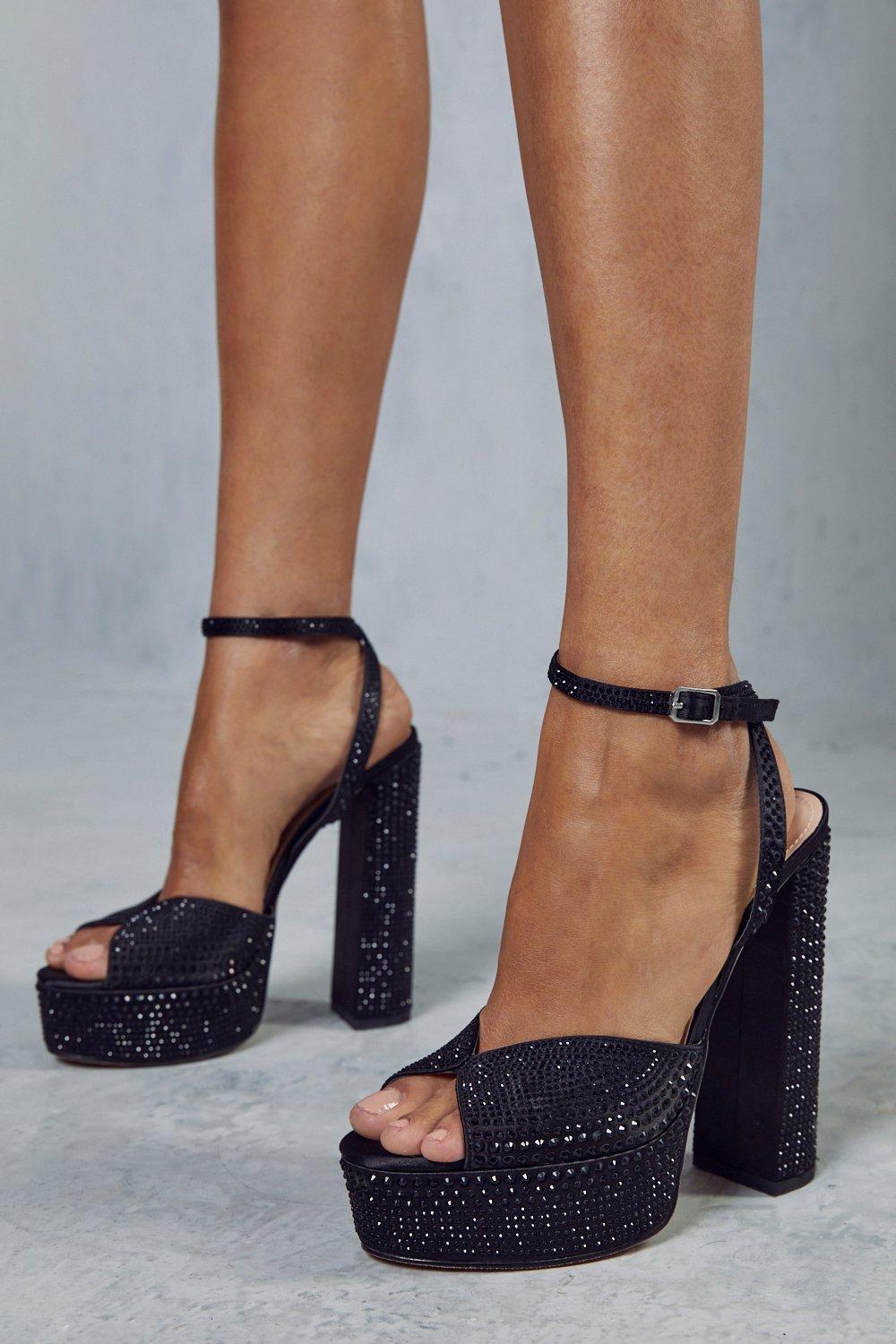 Black sequin 2024 platform heels