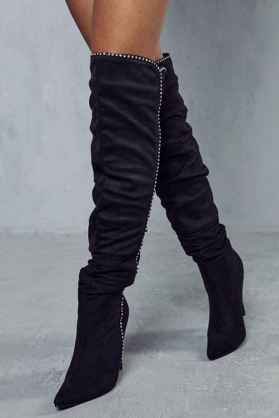 MissPap Diamante Slouched Knee High Boots 1