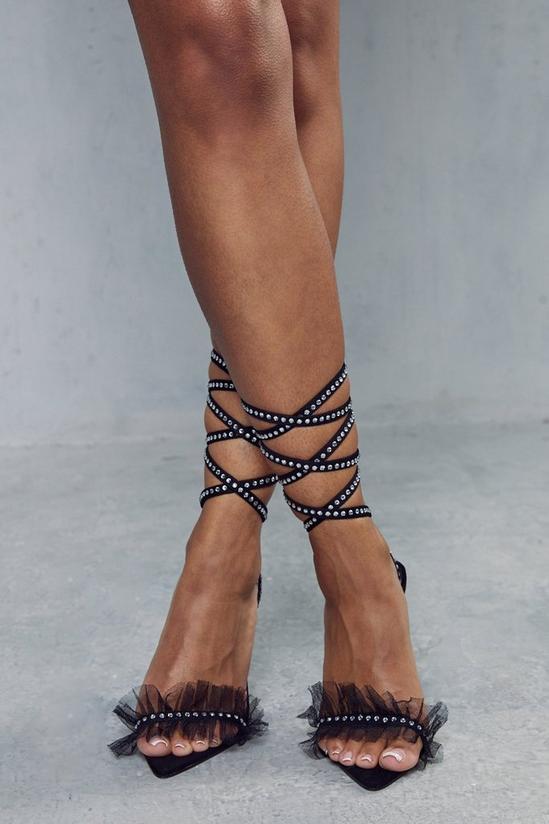 MissPap Mesh Detail Diamante Strappy Heels 3