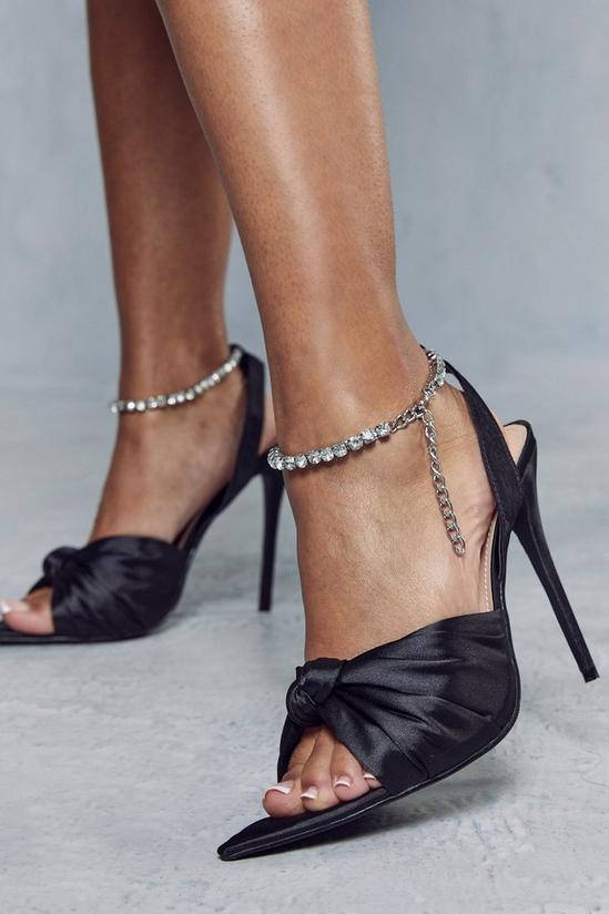 MissPap Satin Knot Detail Diamante Heels 2