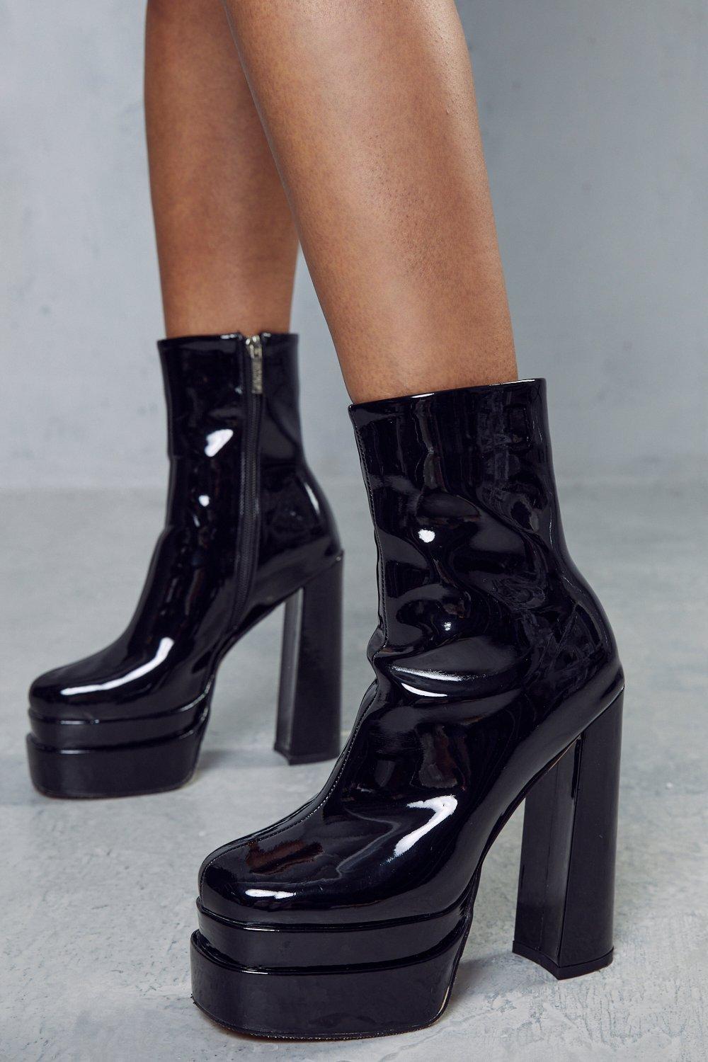 High Shine Extreme Platform Ankle Boots