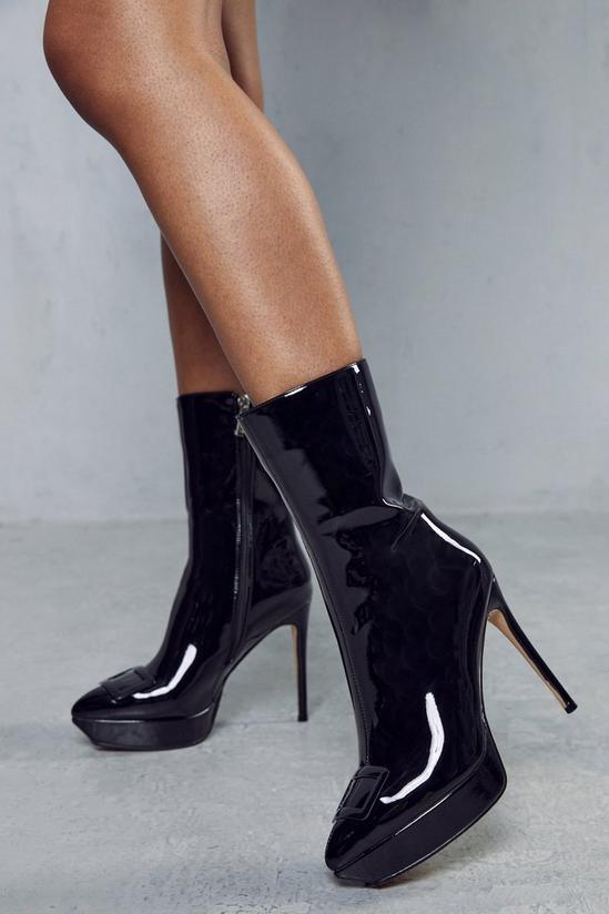 MissPap High Shine Buckle Detail Ankle Boots 5