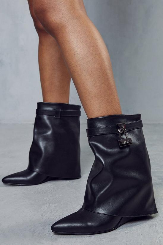 MissPap Padlock Folded Wedge Ankle Boots 1